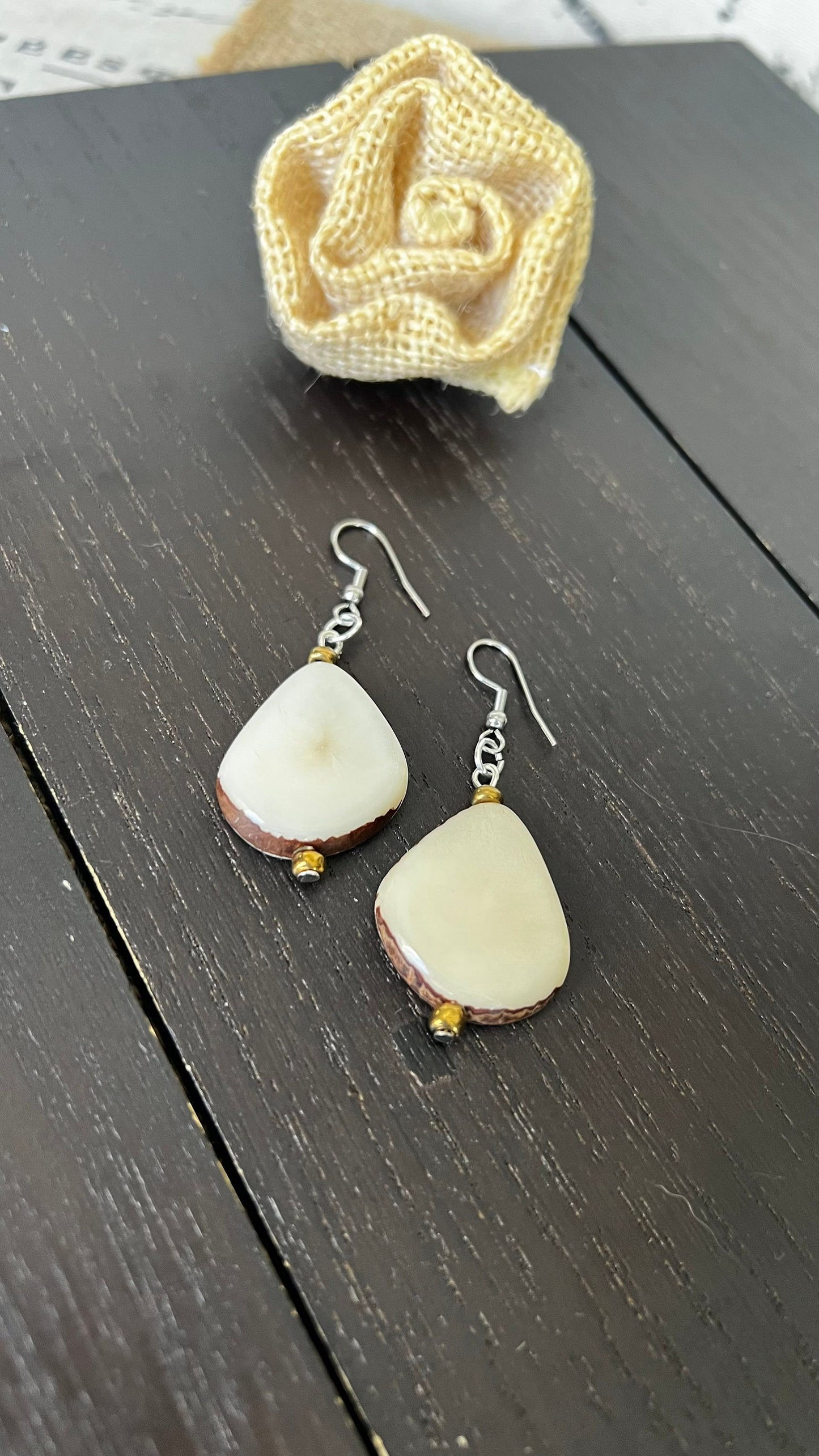Ivory white statement earrings Tagua earrings Dangly earrings Fall fashion trends 14 anniversary gift for wife Easter basket Art to wear