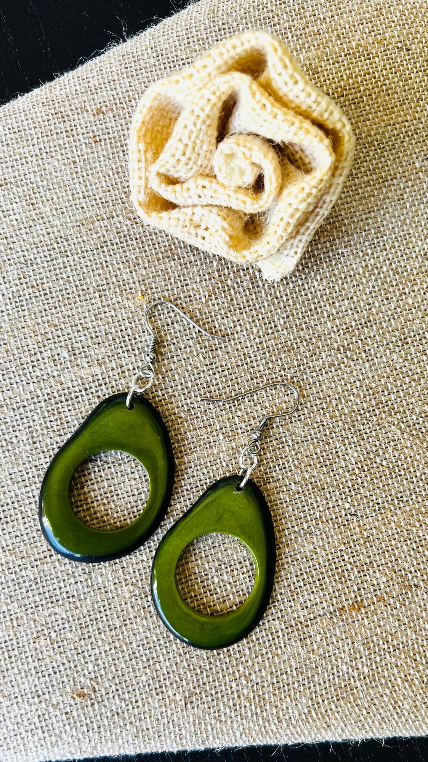 Tagua nut earrings Olive green earrings Big oversized earrings Long dangle and drops Statement lightweight earrings Fall fashion