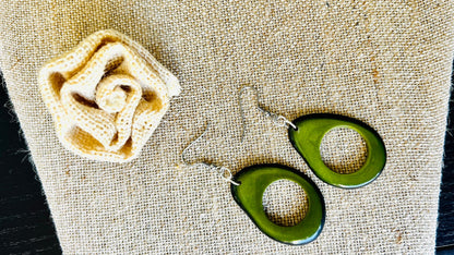 Tagua nut earrings Olive green earrings Big oversized earrings Long dangle and drops Statement lightweight earrings Fall fashion