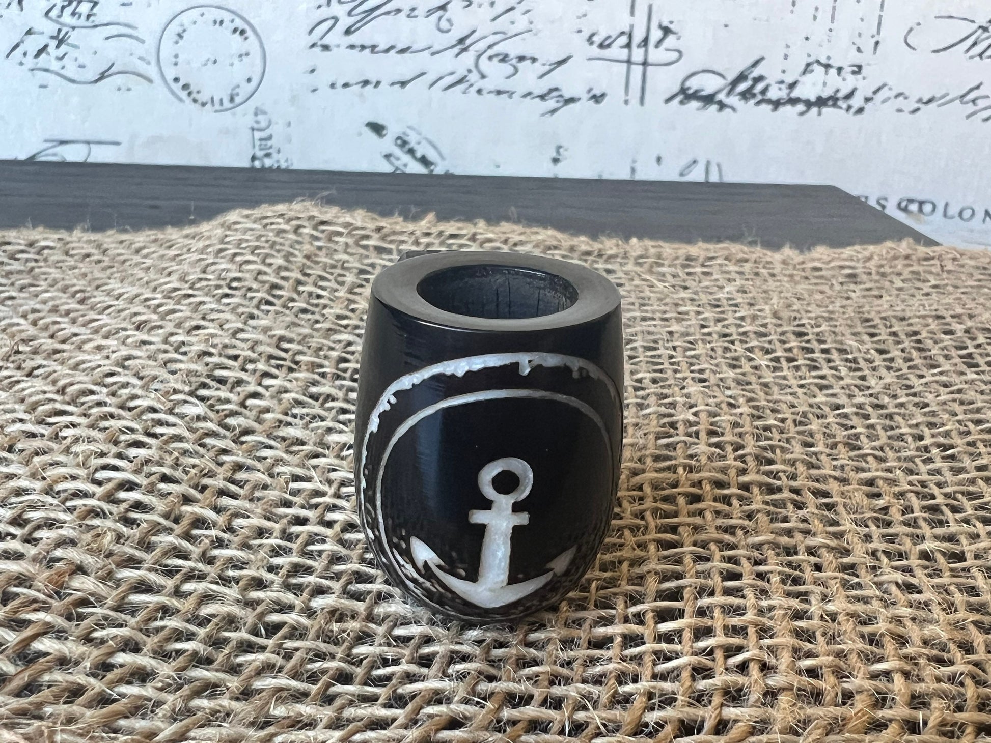 Anchor smoking pipe Handcrafted smoking bowl Marines gift Handmade tagua nut and wood One of a kind tribal hand pipe Ceremonial ritual