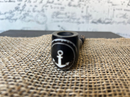 Anchor smoking pipe Handcrafted smoking bowl Marines gift Handmade tagua nut and wood One of a kind tribal hand pipe Ceremonial ritual