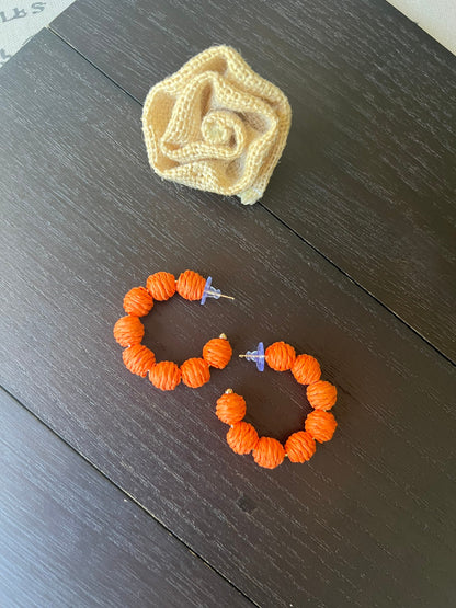 Orange hoop earrings Statement rafia earrings Lightweight Big Statement earrings Fall fashion 2025s for wife Fall fashion Wearable art