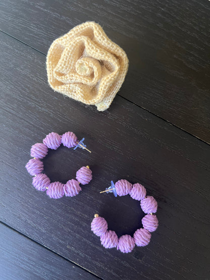 Lavender hoop earrings Statement rafia earrings Fall trends Beach trendy style Christmas stocking stuffers for women Gift exchange Xmas