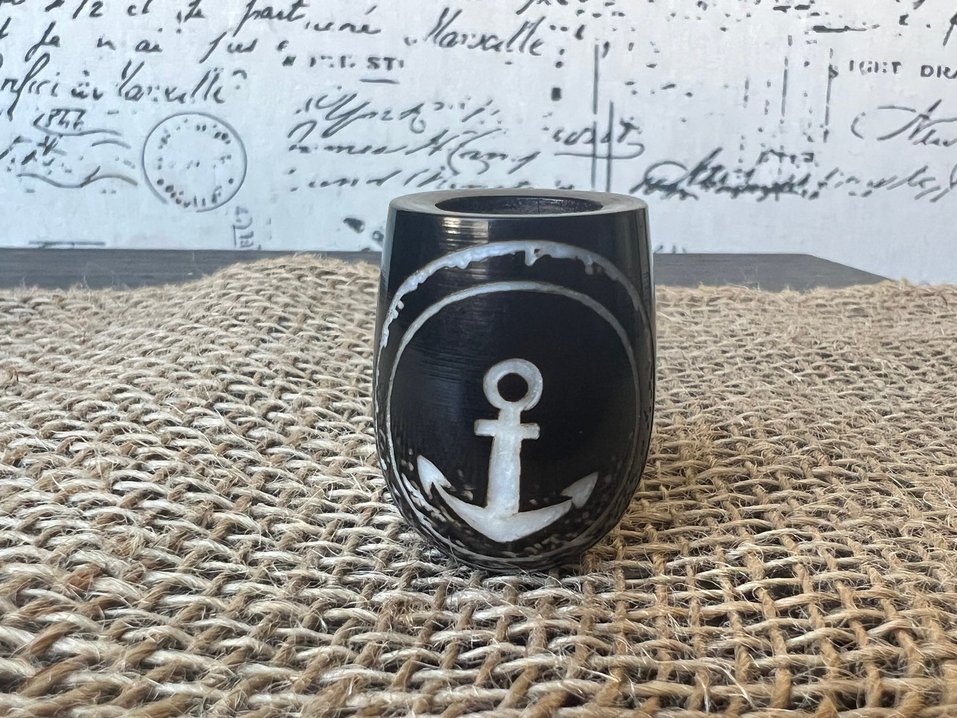 Anchor smoking pipe Handcrafted smoking bowl Marines gift Handmade tagua nut and wood One of a kind tribal hand pipe Ceremonial ritual