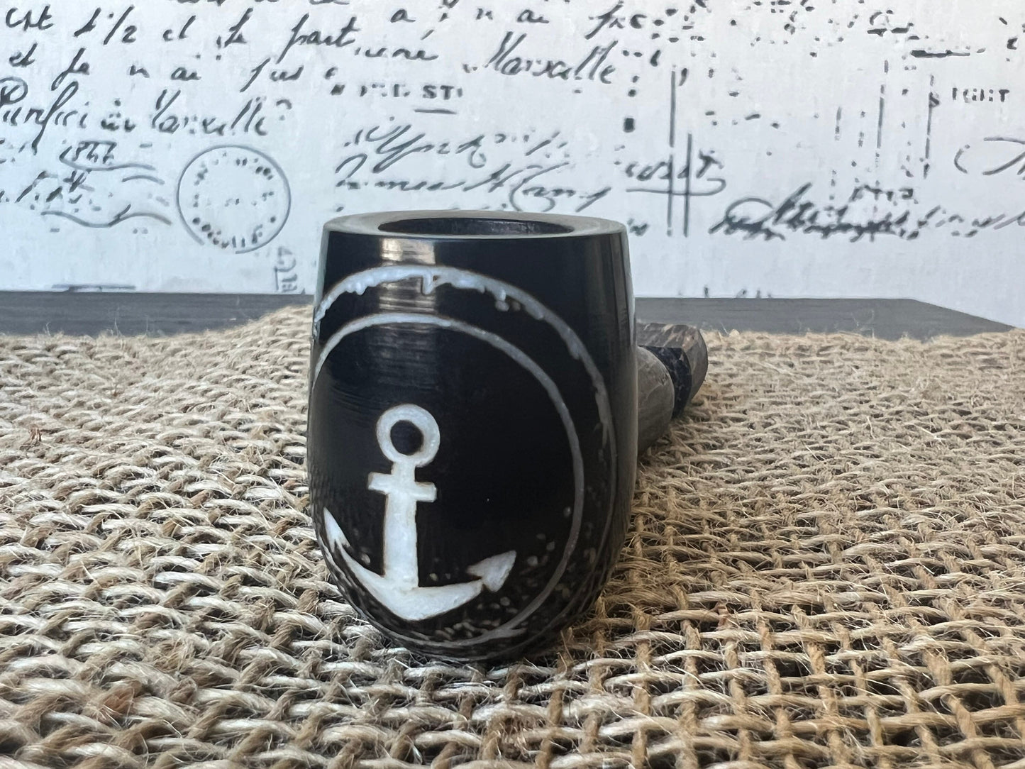 Anchor smoking pipe Handcrafted smoking bowl Marines gift Handmade tagua nut and wood One of a kind tribal hand pipe Ceremonial ritual