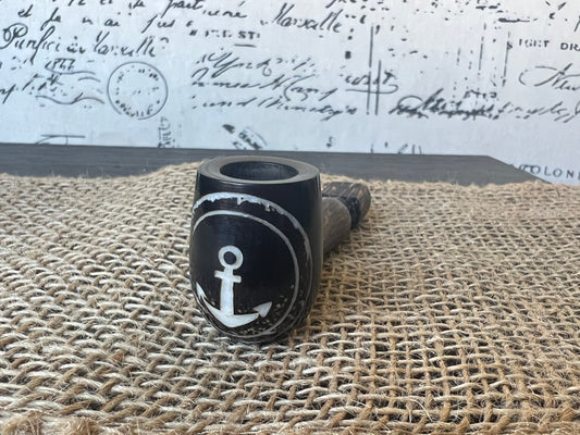 Anchor smoking pipe Handcrafted smoking bowl Marines gift Handmade tagua nut and wood One of a kind tribal hand pipe Ceremonial ritual