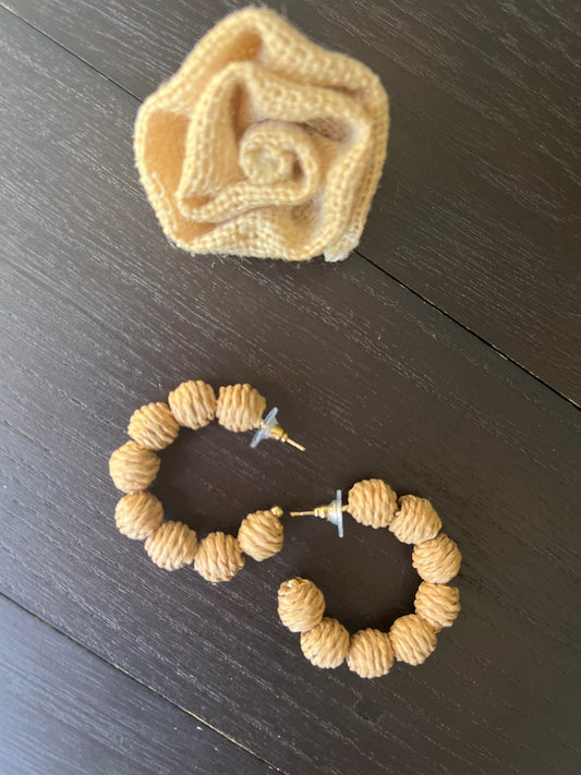 Natural rafia hoop earrings Statement handmade earrings Fall trends Wearable art Dangle and drop earrings Hypoallergenic earrings