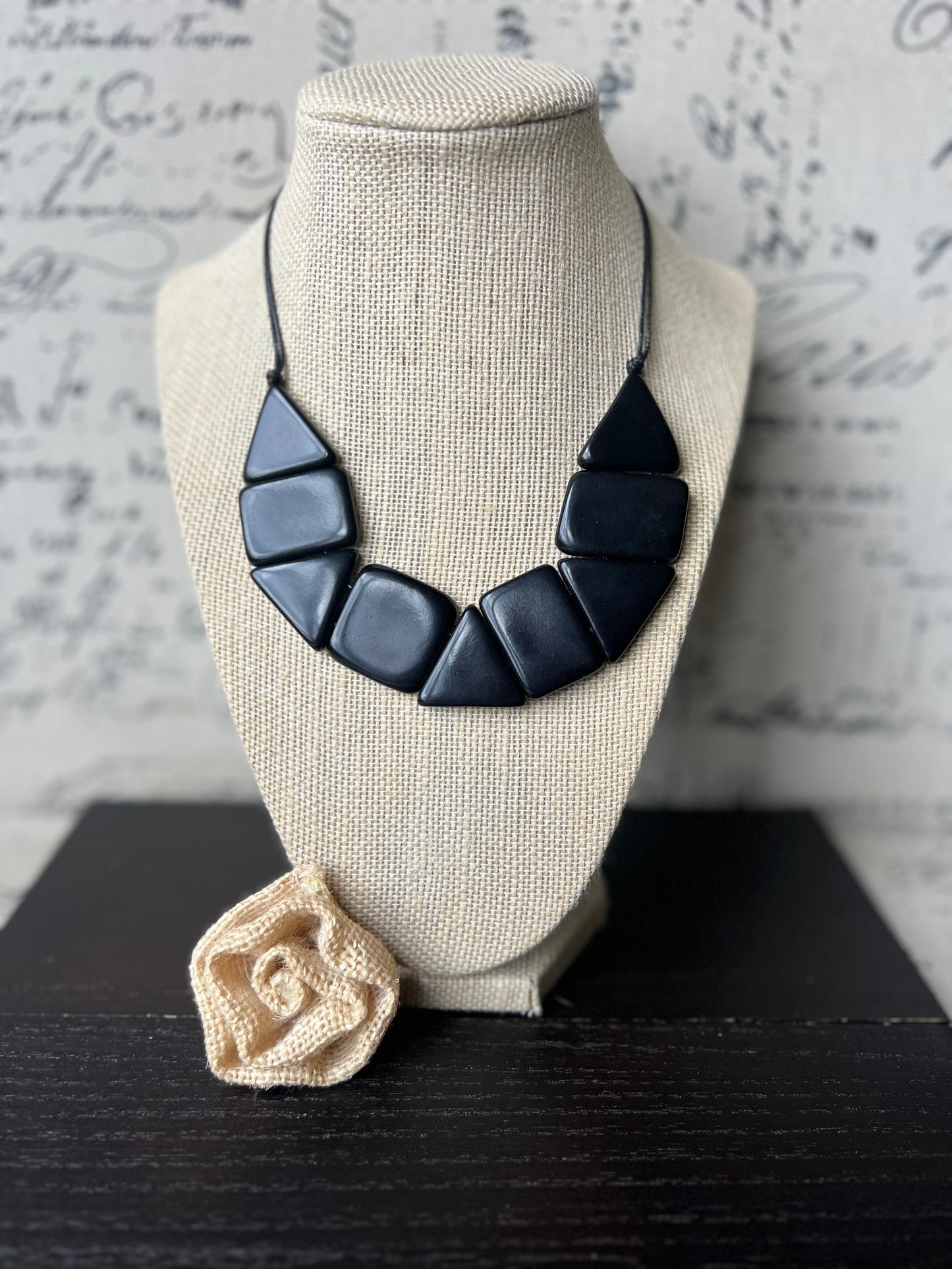 Black beaded necklace Tagua nut jewelry Christmas gift ideas Artisan handmade Anniversary present for wife Fall fashion trends Xmas present