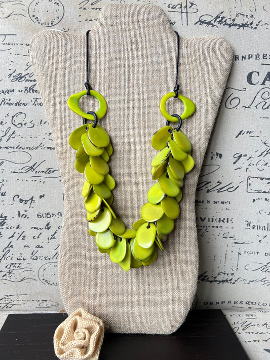 Green necklace for woman Tagua necklace Artsy necklaces Spring fashion trends Statement necklace for women chunky Mothers day gifts