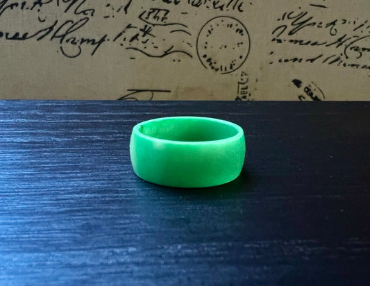 Green band ring Tagua jewelry Simple hand carved ring Thick ring Unisex for man woman Artisan handmade Cocktail ring Cute boho rings