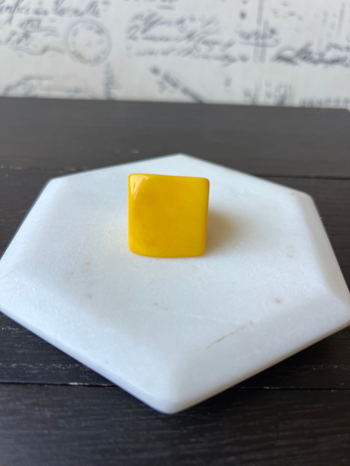 Big yellow ring Unisex oversized rings Tagua jewelry Geometric square ring Wearable art Statement cuff ring Fashion ring thick band Handmade