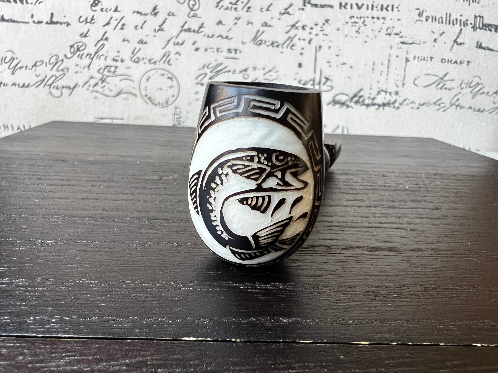Trout fish wood pipe Tagua smoking small pipe Sacred smoking pipe Ceremonial pipe Shamanic healing Smoking herbs accessories Gifts for men