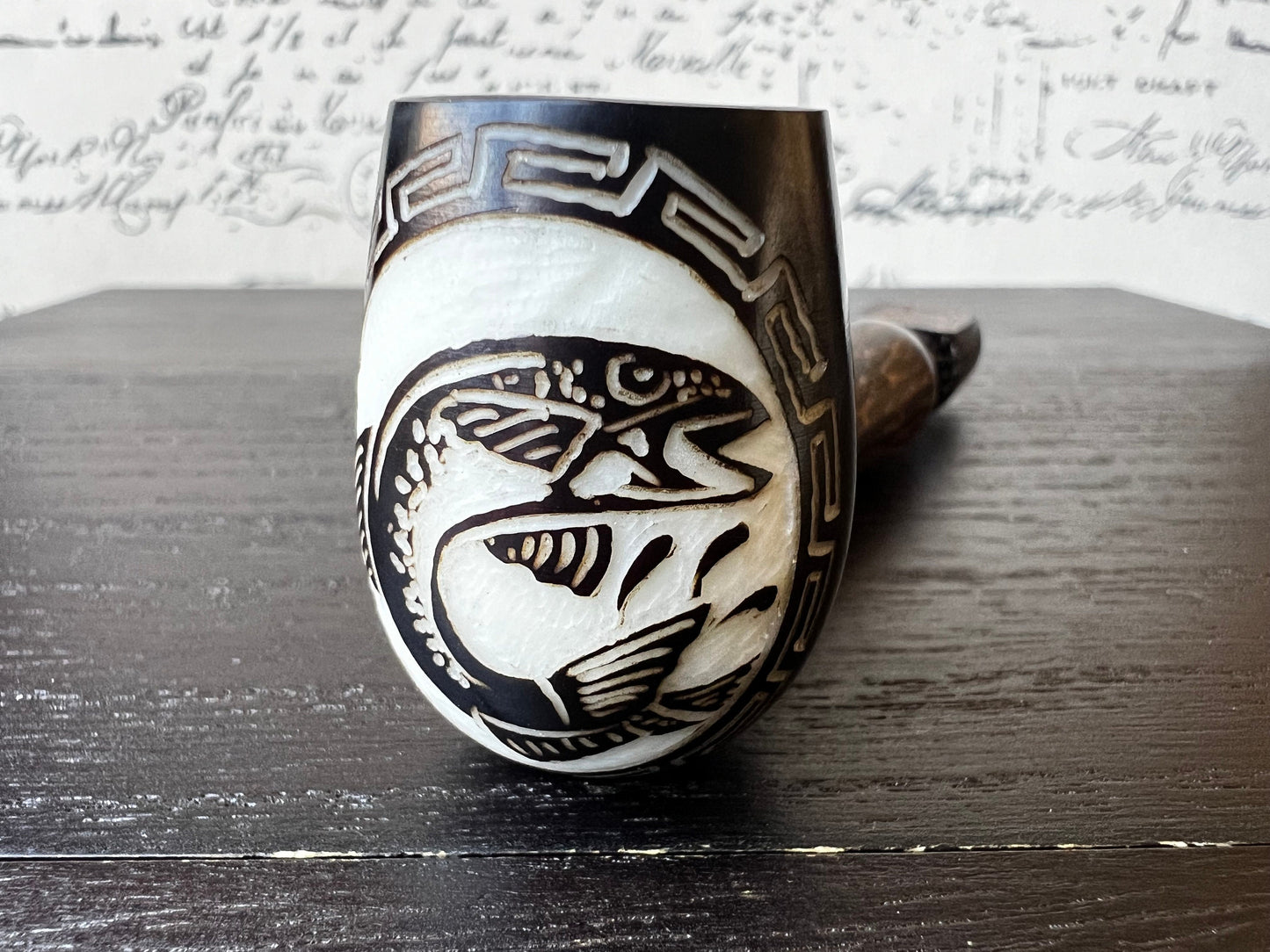 Trout fish wood pipe Tagua smoking small pipe Sacred smoking pipe Ceremonial pipe Shamanic healing Smoking herbs accessories Gifts for men