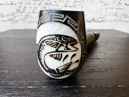 Trout fish wood pipe Tagua smoking small pipe Sacred smoking pipe Ceremonial pipe Shamanic healing Smoking herbs accessories Gifts for men