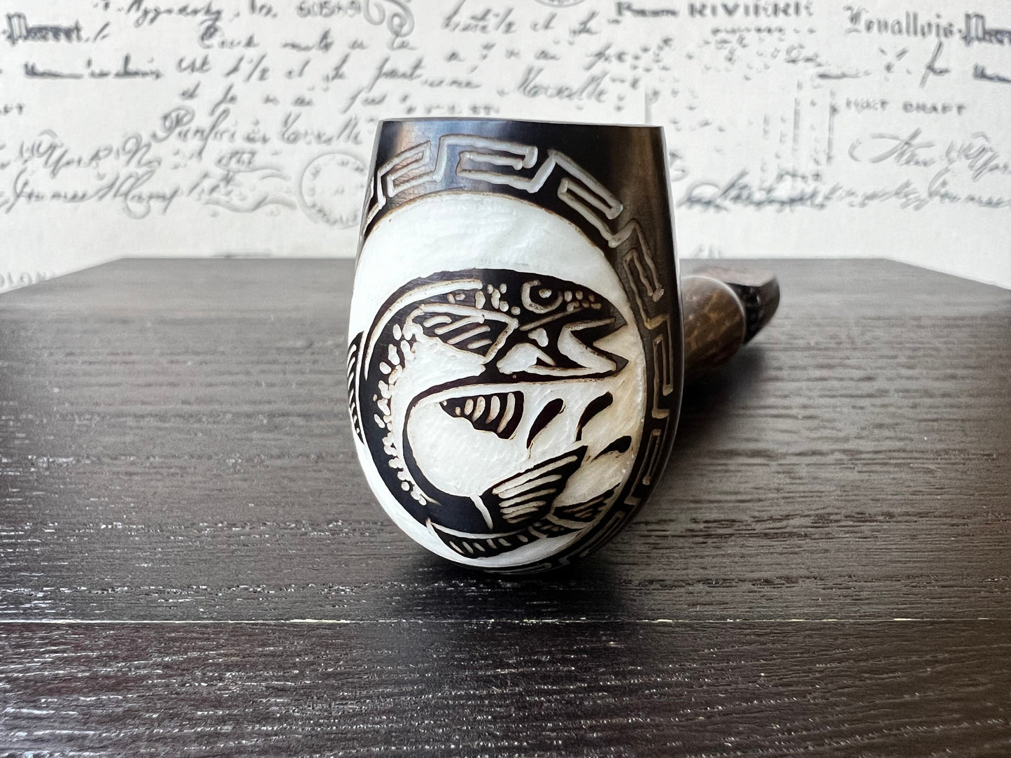 Trout fish wood pipe Tagua smoking small pipe Sacred smoking pipe Ceremonial pipe Shamanic healing Smoking herbs accessories Gifts for men