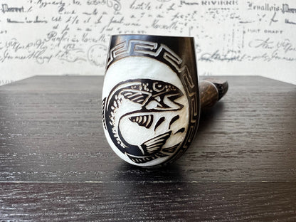 Trout fish wood pipe Tagua smoking small pipe Sacred smoking pipe Ceremonial pipe Shamanic healing Smoking herbs accessories Gifts for men