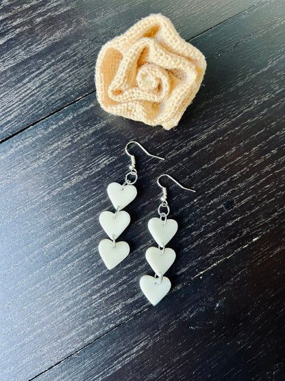 White heart earrings. Tagua earrings