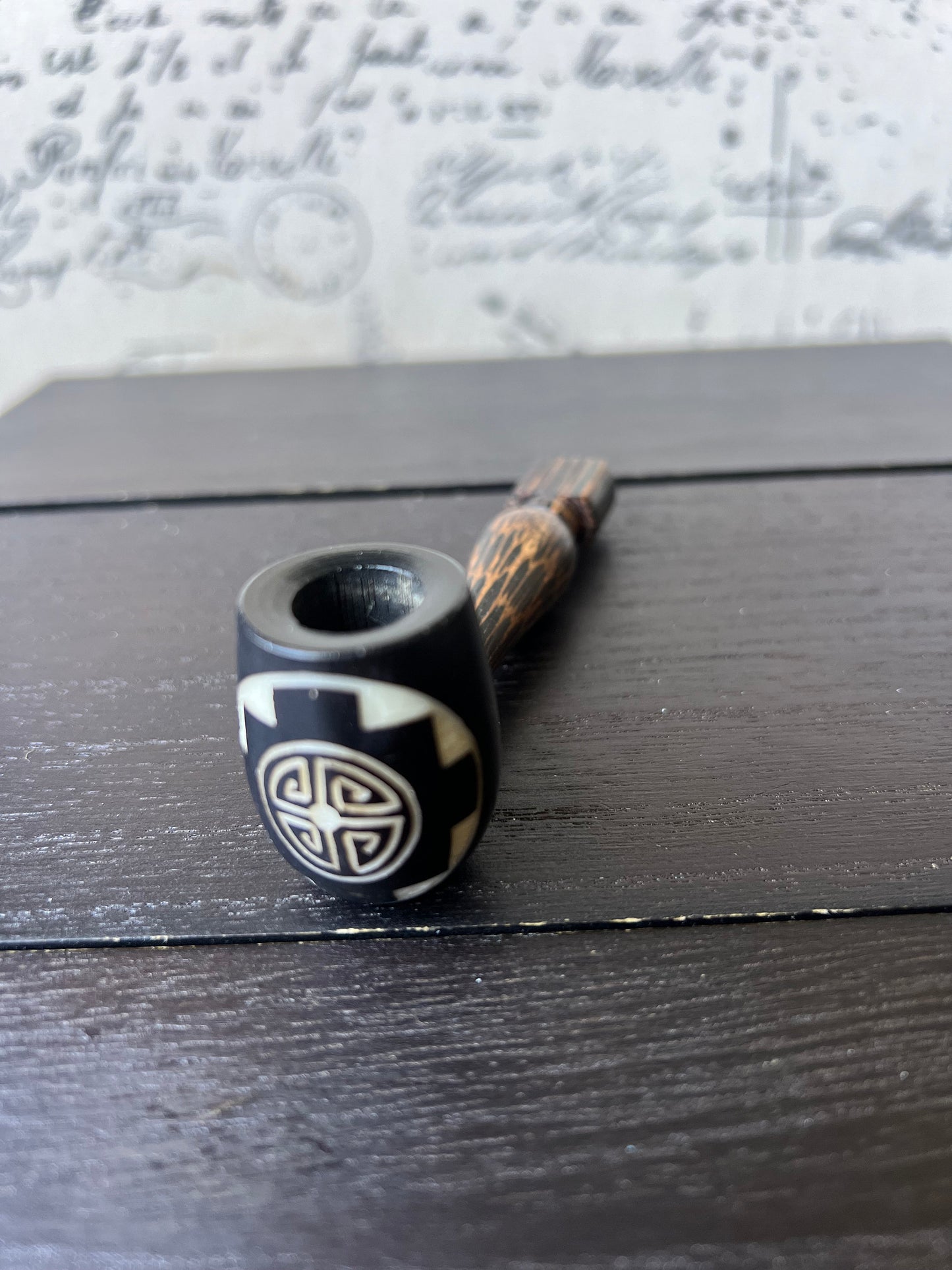 Sun smoking pipe Handcrafted smoking bowl Tagua nut and wood pipe Unique tribal hand pipe Shamanic healing tools Hippie style pipe Organic