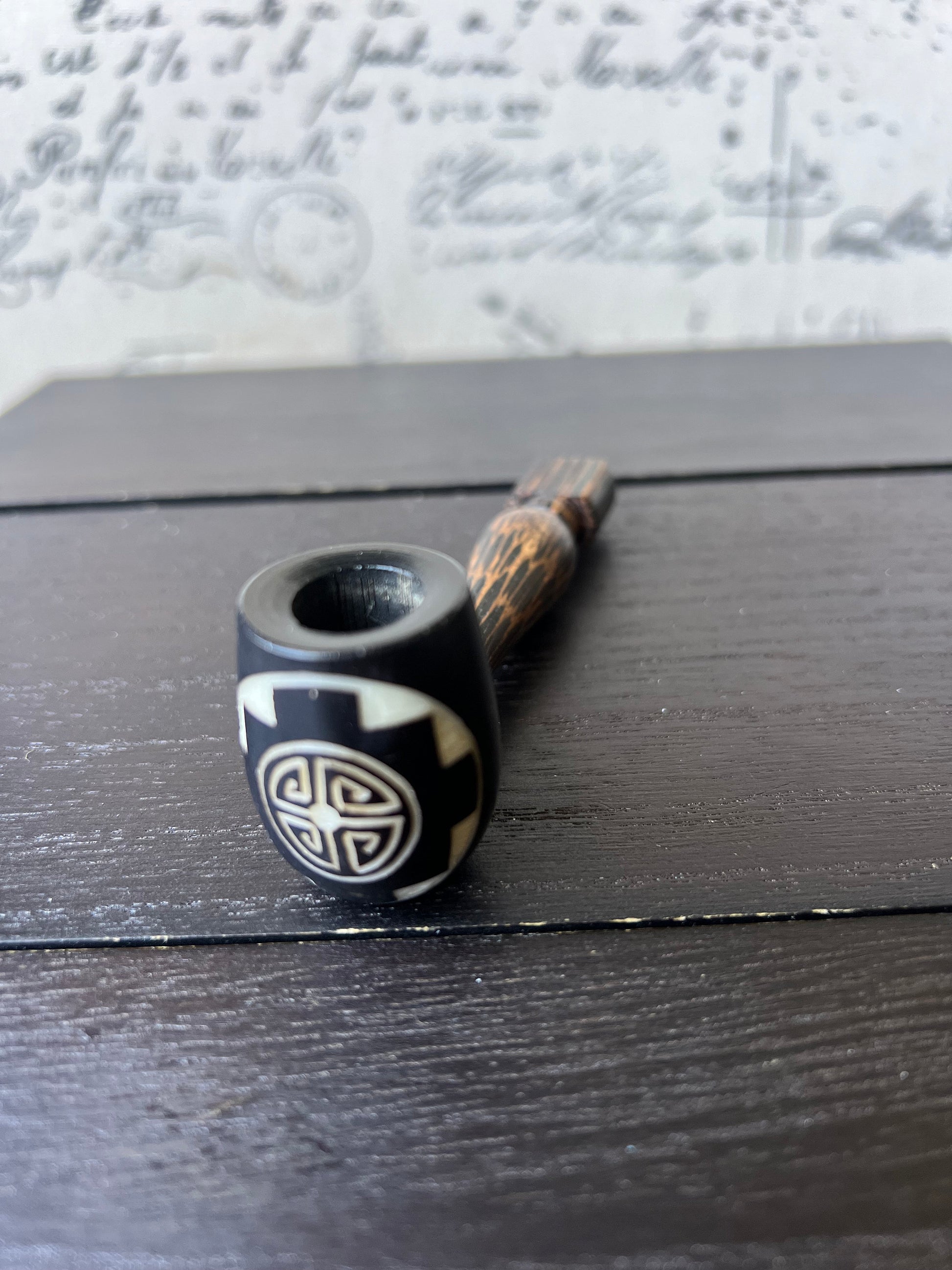 Sun smoking pipe Handcrafted smoking bowl Tagua nut and wood pipe Unique tribal hand pipe Shamanic healing tools Hippie style pipe Organic