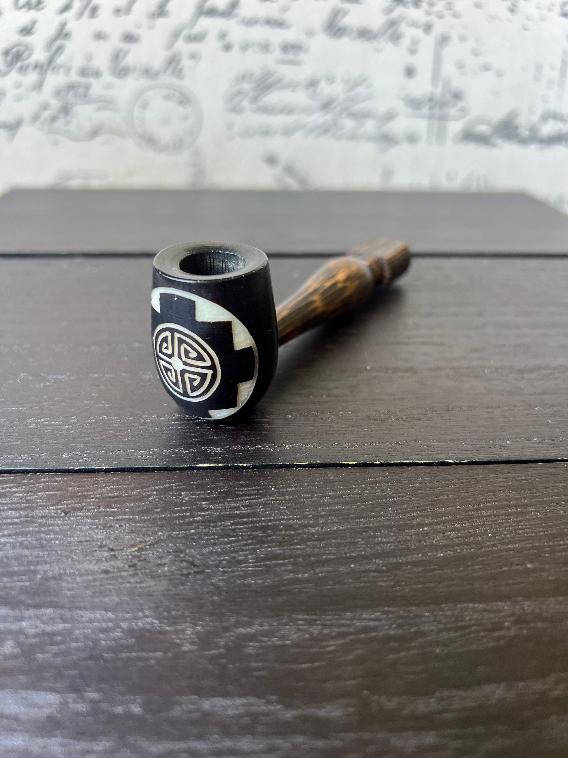 Pocket smoking pipe.
Handmade pipe.
Unique pipe.
Artisan made pipe.
tagua nut pipe for smoking.