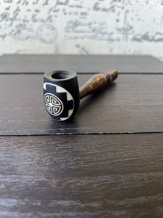 Pocket smoking pipe.
Handmade pipe.
Unique pipe.
Artisan made pipe.
tagua nut pipe for smoking.