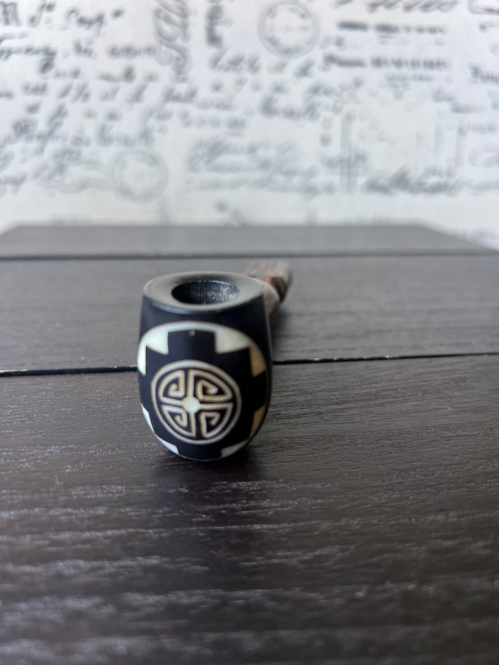 Sun smoking pipe Handcrafted smoking bowl Tagua nut and wood pipe Unique tribal hand pipe Shamanic healing tools Hippie style pipe Organic