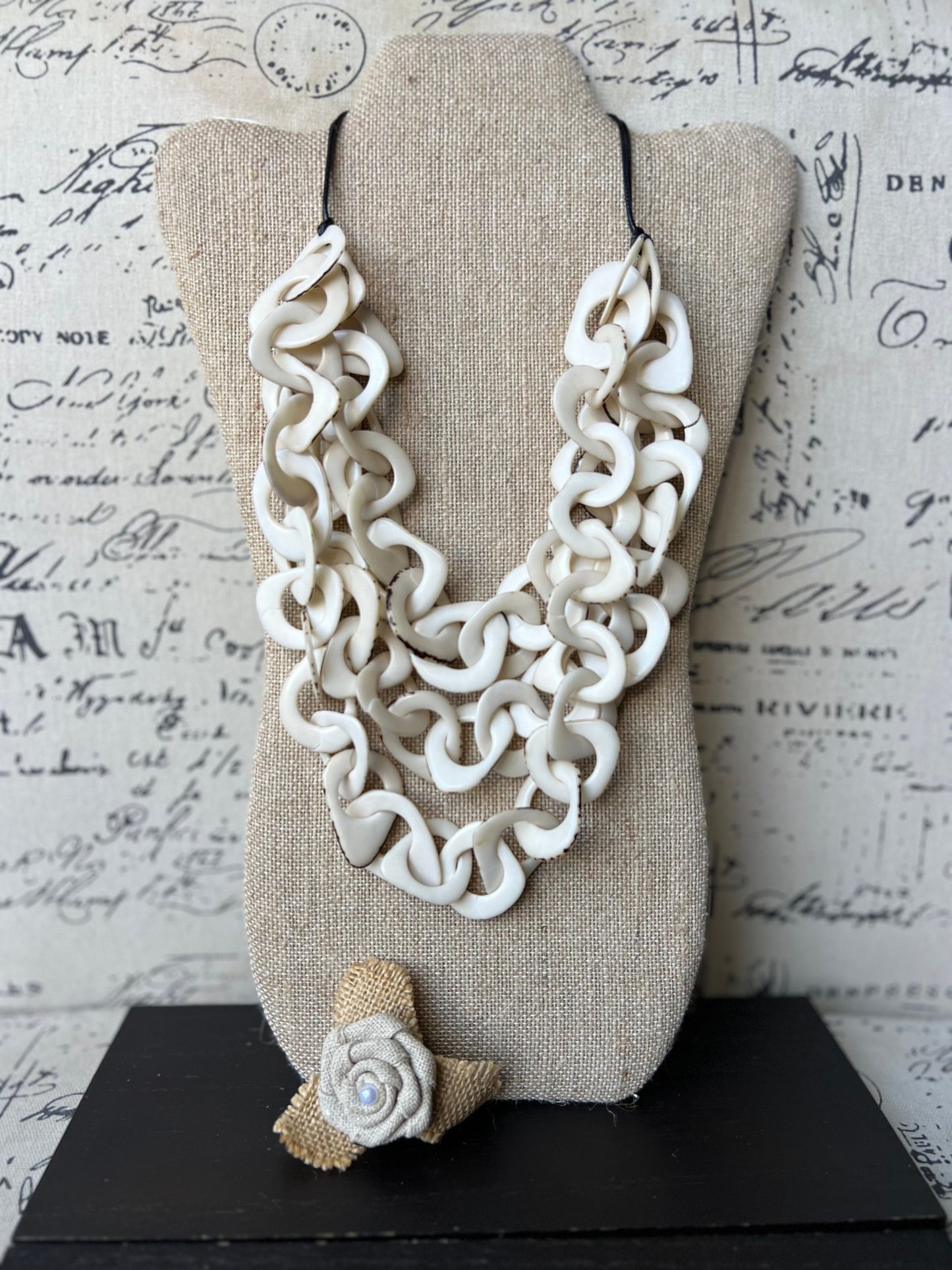 Ivory white necklace 14 year wedding anniversary gift for wife Tagua jewelry Fall fashion trends Wearable art Statement necklace for women