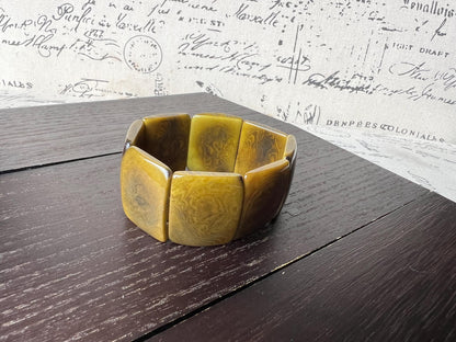 Olive green beaded bracelet Tagua nut Jewelry Spring fashion Big bold beads Wide cuff bangle Art to wear Artisan handmade Mothers day gifts