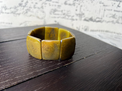 Olive green beaded bracelet Tagua nut Jewelry Fall fashion Big bold beads Wide cuff bangle Art to wear Artisan handmade Fall fashion 2025s