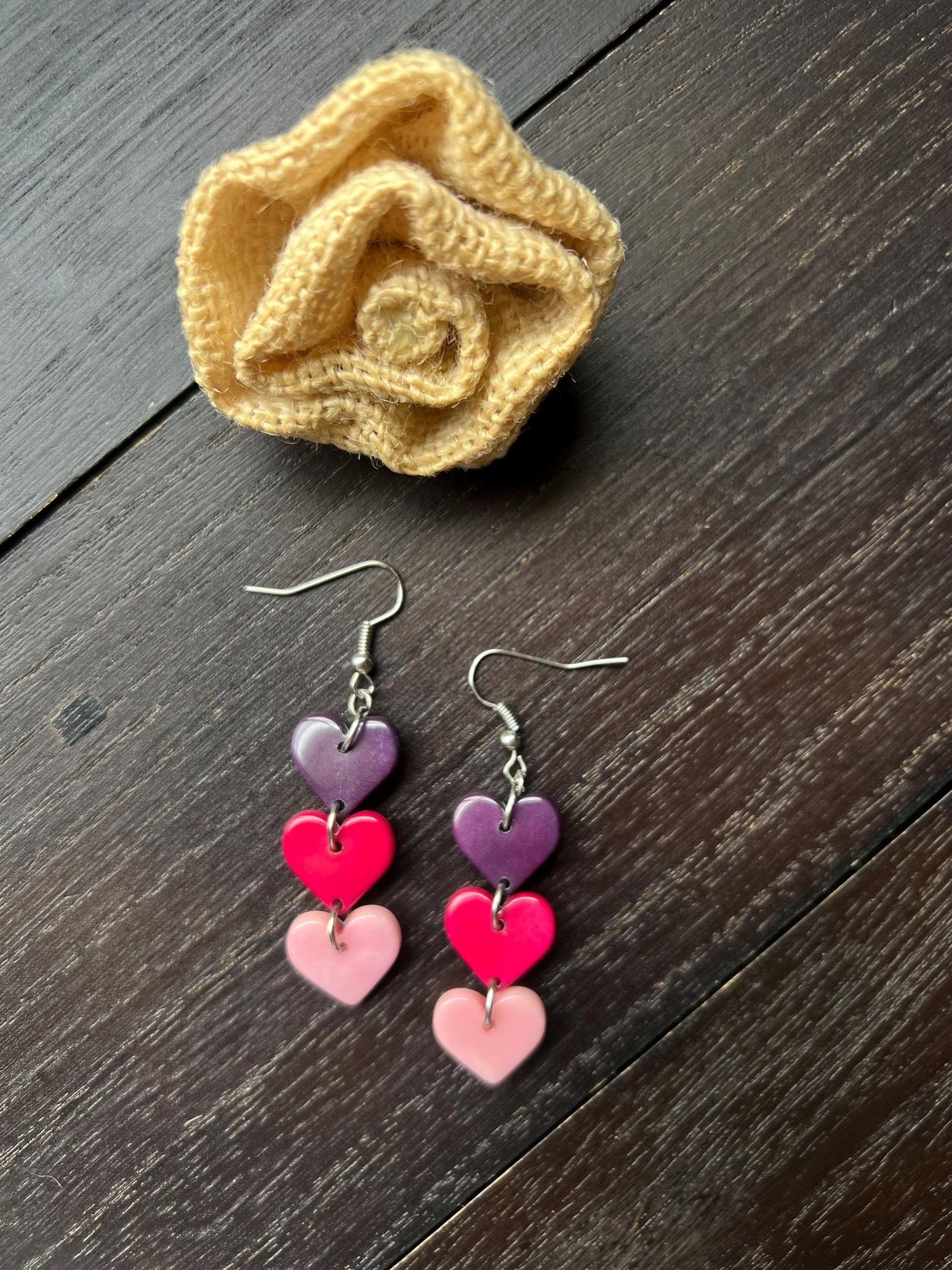 Pink and purple earrings.
Pink hearts
Hearts earrings.
I love you earrings.
Love earrings
Gifts for wife