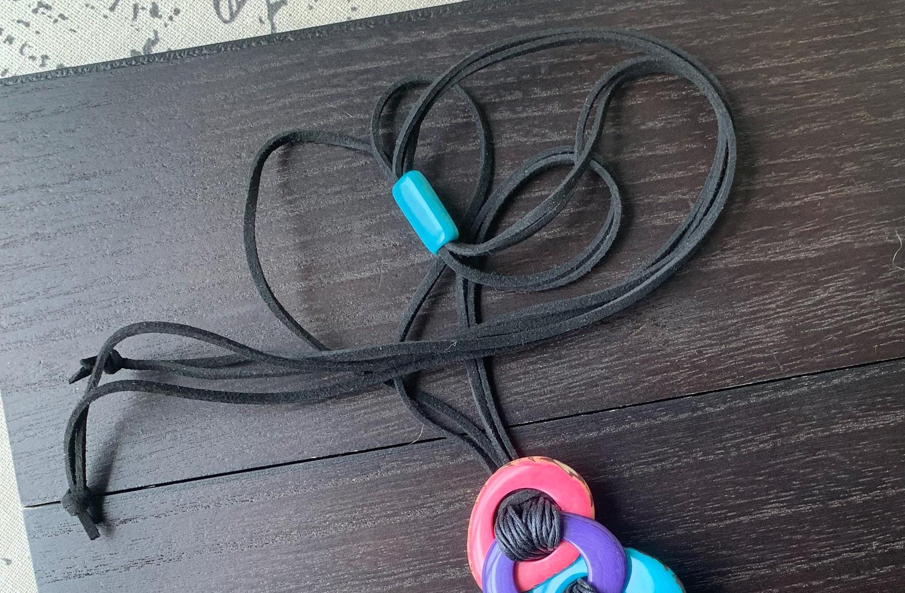 Multi color statement necklace Mothers day gifts Macrame fringe necklace Tagua necklace Funky jewelry Pride jewelry Rainbow beaded necklace