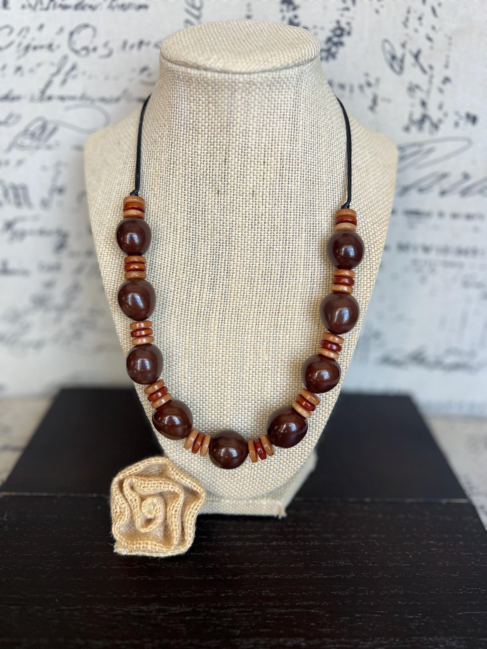 Brown tagua necklace.
Statement necklace for women.
Big bold necklace.
Artsy necklace.
Wearable art