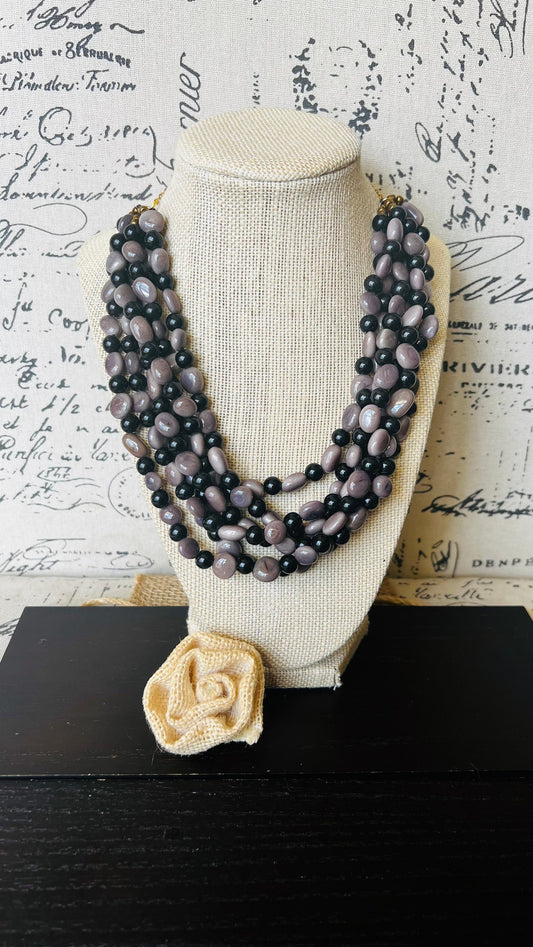 Gray and black necklace.
Statement necklace
beaded necklace. gifts for mom