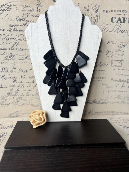 Black statement necklace.
Waterfall necklace.
Handmade beaded necklace.
Christmas