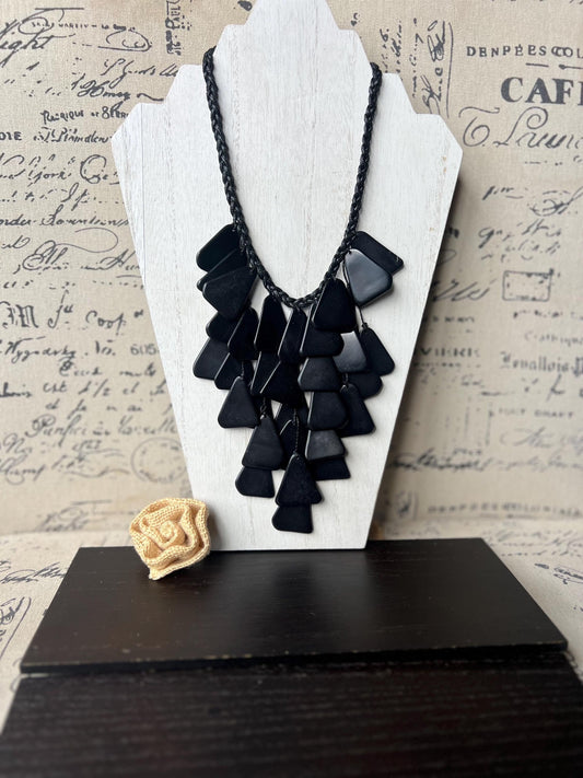 Black statement necklace.
Waterfall necklace.
Handmade beaded necklace.
Christmas