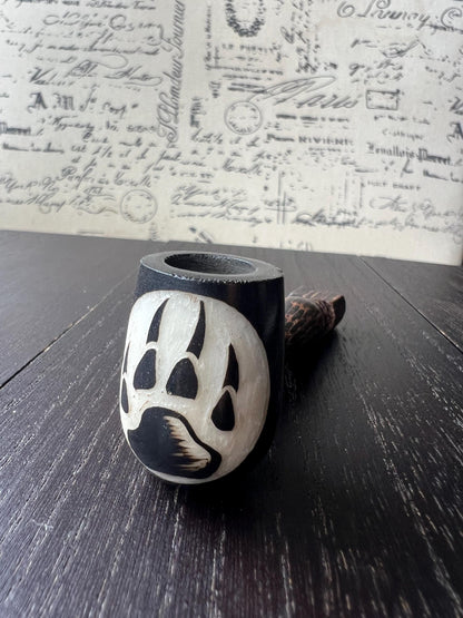 Bear claw smoking pipe Handcrafted smoking bowl Shaman accessories Handmade tagua and wood One of a kind tribal hand pipe Ceremonial ritual