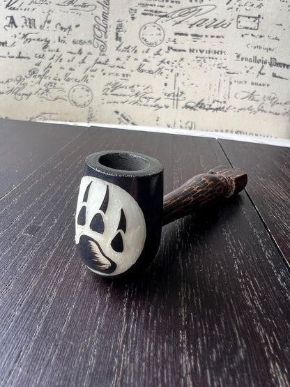 Bear claw smoking pipe Handcrafted smoking bowl Shaman accessories Handmade tagua and wood One of a kind tribal hand pipe Ceremonial ritual