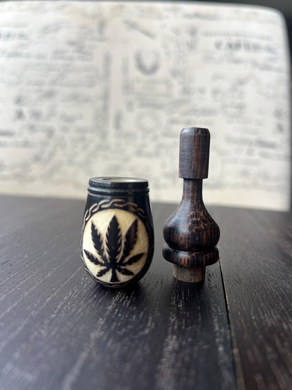Plant wood pipe Tagua nut and smoking small pipe Hand held leaf pipe Ceremonial pipe Shamanic healing Smoking herbs accessories Pocket pipe