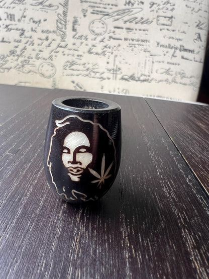 Leaf smoking pipe Handcrafted smoking bowl Rasta tobacco pipe Handmade tagua nut and wood Unique travel pipe Ceremonial shaman ritual