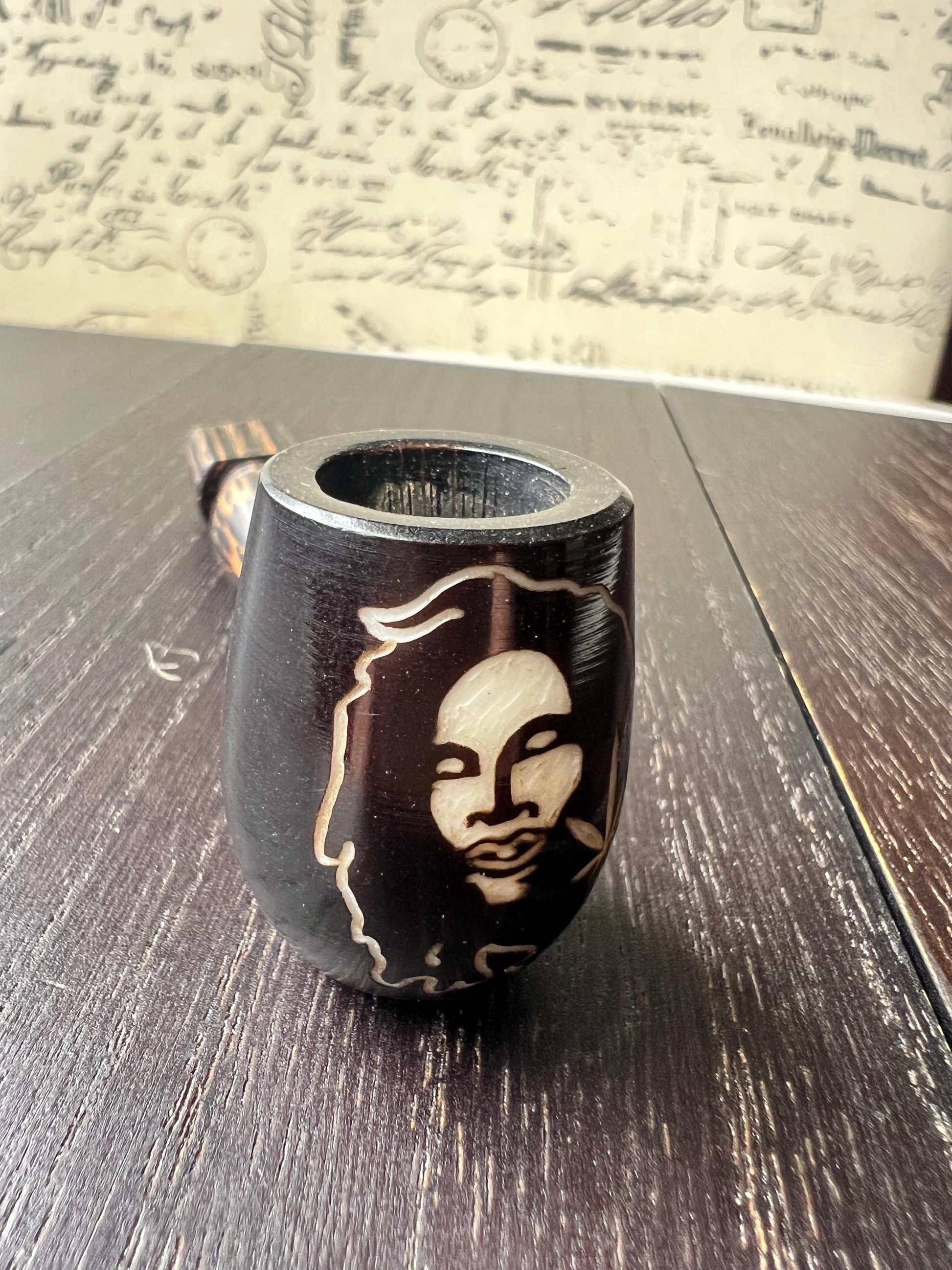 Leaf smoking pipe Handcrafted smoking bowl Rasta tobacco pipe Handmade tagua nut and wood Unique travel pipe Ceremonial shaman ritual