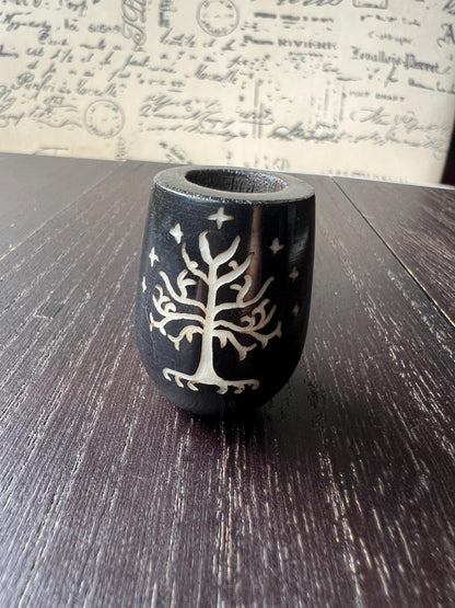 Tree and stars smoking pipe Wooden pocket pipe Handcrafted smoking bowl Handmade tagua pipe One of a kind tribal hand pipe Ceremonial ritual