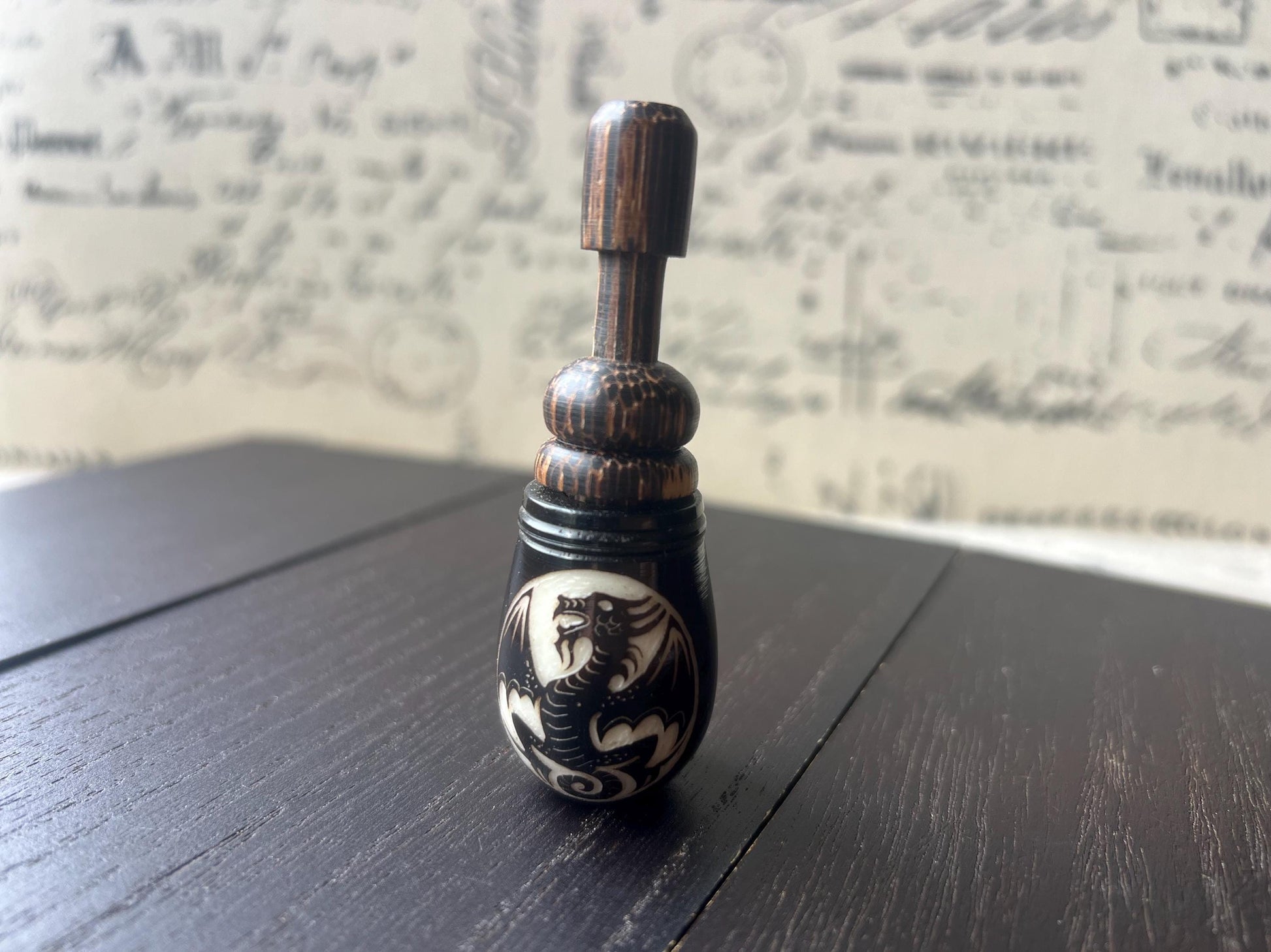 Dragon smoking pipe Handmade tagua and wood pocket pipe One of a kind tribal pocket pipe Gift for smokers Small travel pipe Shaman ceremony