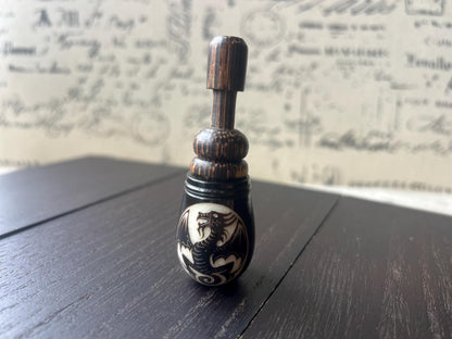 Dragon smoking pipe Handmade tagua and wood pocket pipe One of a kind tribal pocket pipe Gift for smokers Small travel pipe Shaman ceremony