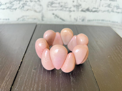 Tagua bracelet pink Stretch bead bracelet Fall fashion 2025s Teardrop jewelry Chunky bracelet Elastic stretch bracelet Easter basket gifts