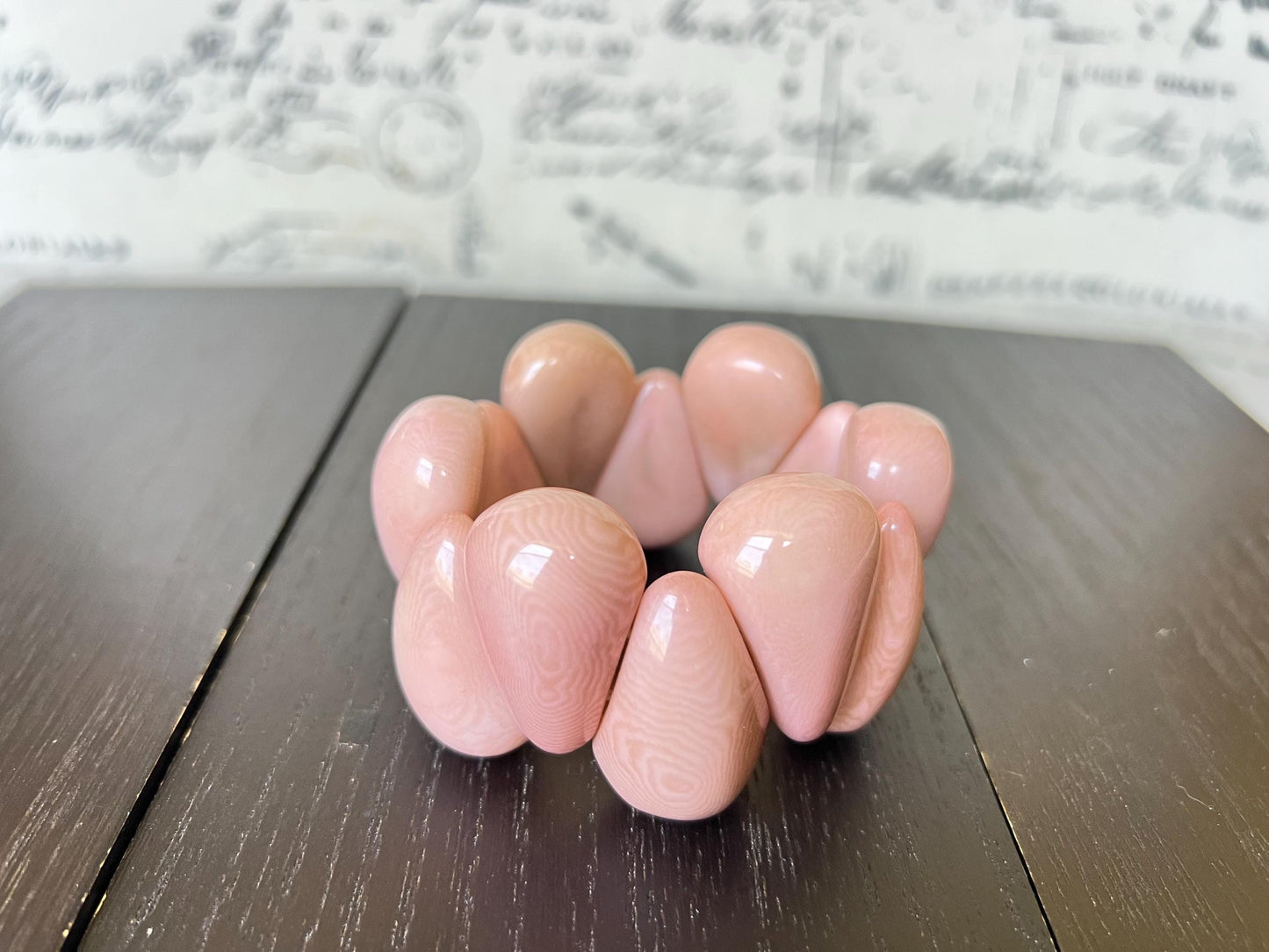 Tagua bracelet pink Stretch bead bracelet Fall fashion 2025s Teardrop jewelry Chunky bracelet Elastic stretch bracelet Easter basket gifts