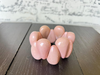 Tagua bracelet pink Stretch bead bracelet Fall fashion 2025s Teardrop jewelry Chunky bracelet Elastic stretch bracelet Easter basket gifts