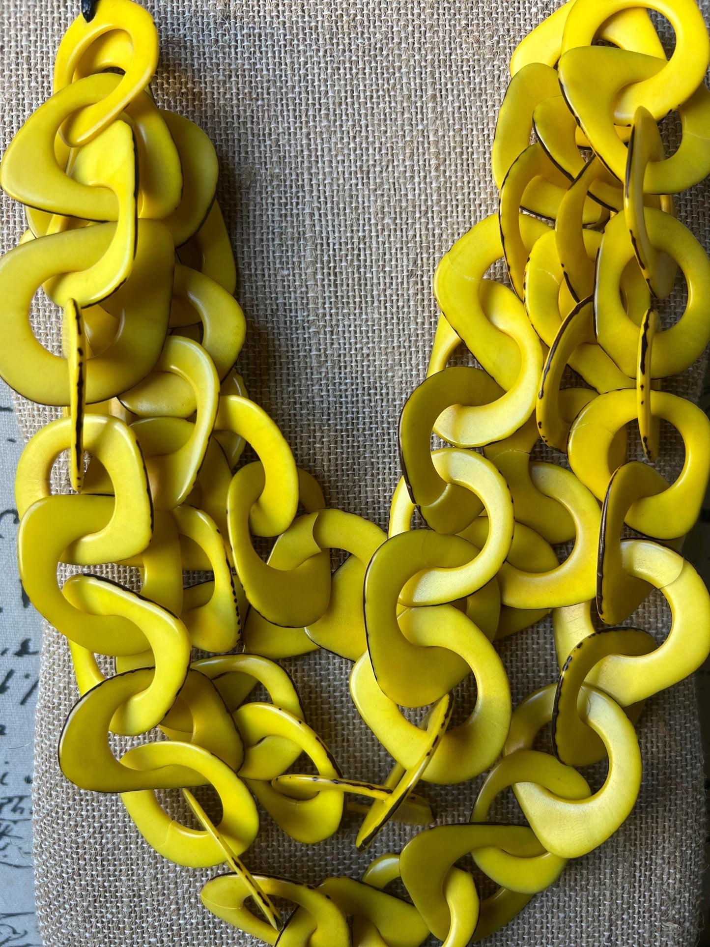 Yellow statement necklace Tagua jewelry Big bold necklace Adjustable Mothers Day gifts Spring fashion 2025 Wearable art Multi layer necklace