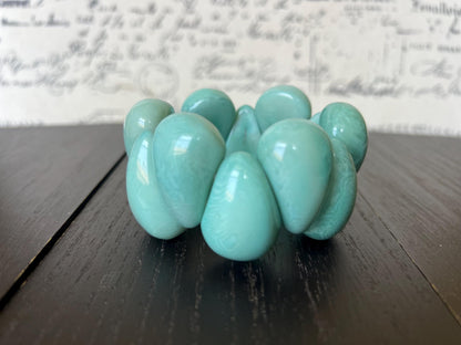 Aqua statement bracelet Stretch bead bracelet Tagua bracelet Mothers day gifts Chunky bracelet Elastic stretch bracelet Wearable art Organic