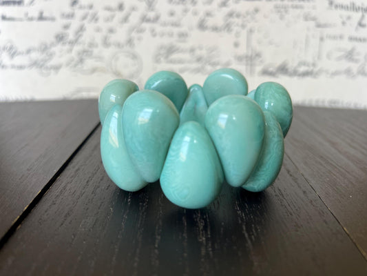 Aqua statement bracelet Stretch bead bracelet Tagua bracelet Mothers day gifts Chunky bracelet Elastic stretch bracelet Wearable art Organic