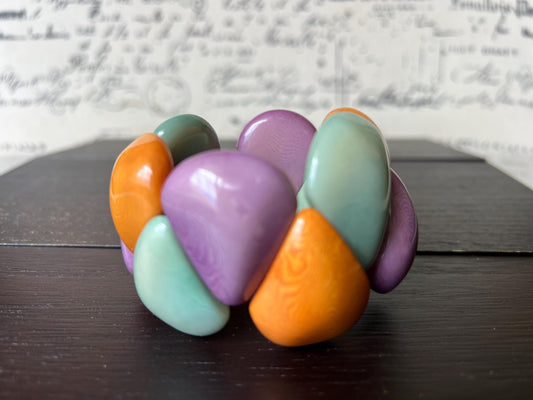 Multi color statement bracelet Tagua jewelry Big bracelet for women Chunky bracelet Raindrop bracelet Mothers day gifts Easter basket gifts